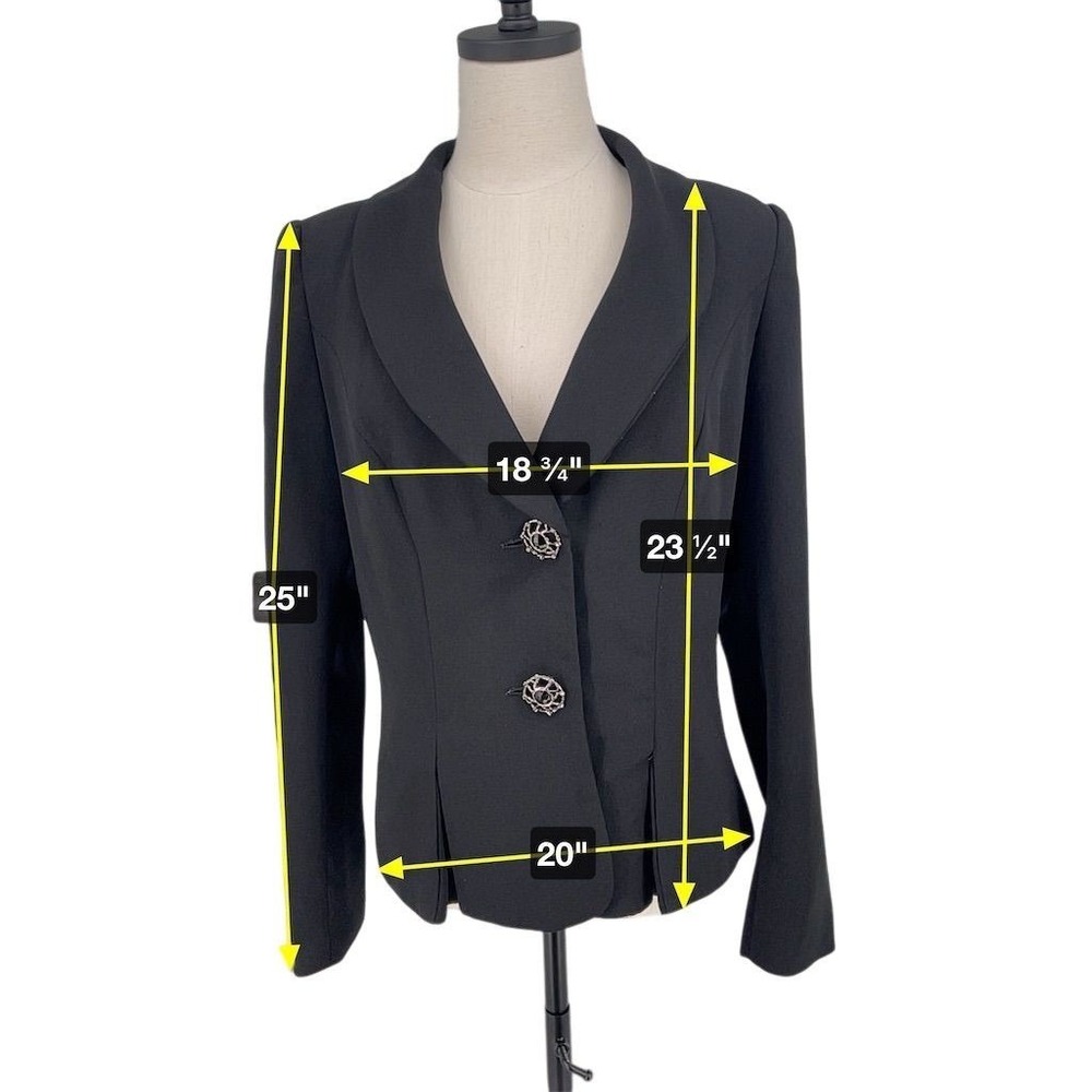 Lily & Taylor Women's Black Blazer Jacket Size‎ 10 M Polk Dot Lining - Picture 3 of 10